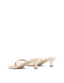 Women's leather kitten heel thong in chalk white