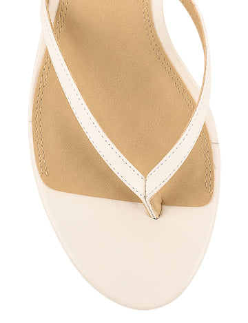 Women's leather kitten heel thong in chalk white