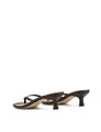 Women's leather kitten heel thong in chocolate brown