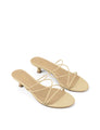 Women's custard yellow strappy kitten heel mules