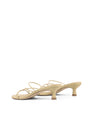 Women's custard yellow strappy kitten heel mules