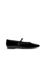 Women's black patent leather square toe ballet flat with mary-jane strap