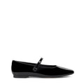 Women's black patent leather square toe ballet flat with mary-jane strap