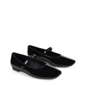 Women's black patent leather square toe ballet flat with mary-jane strap