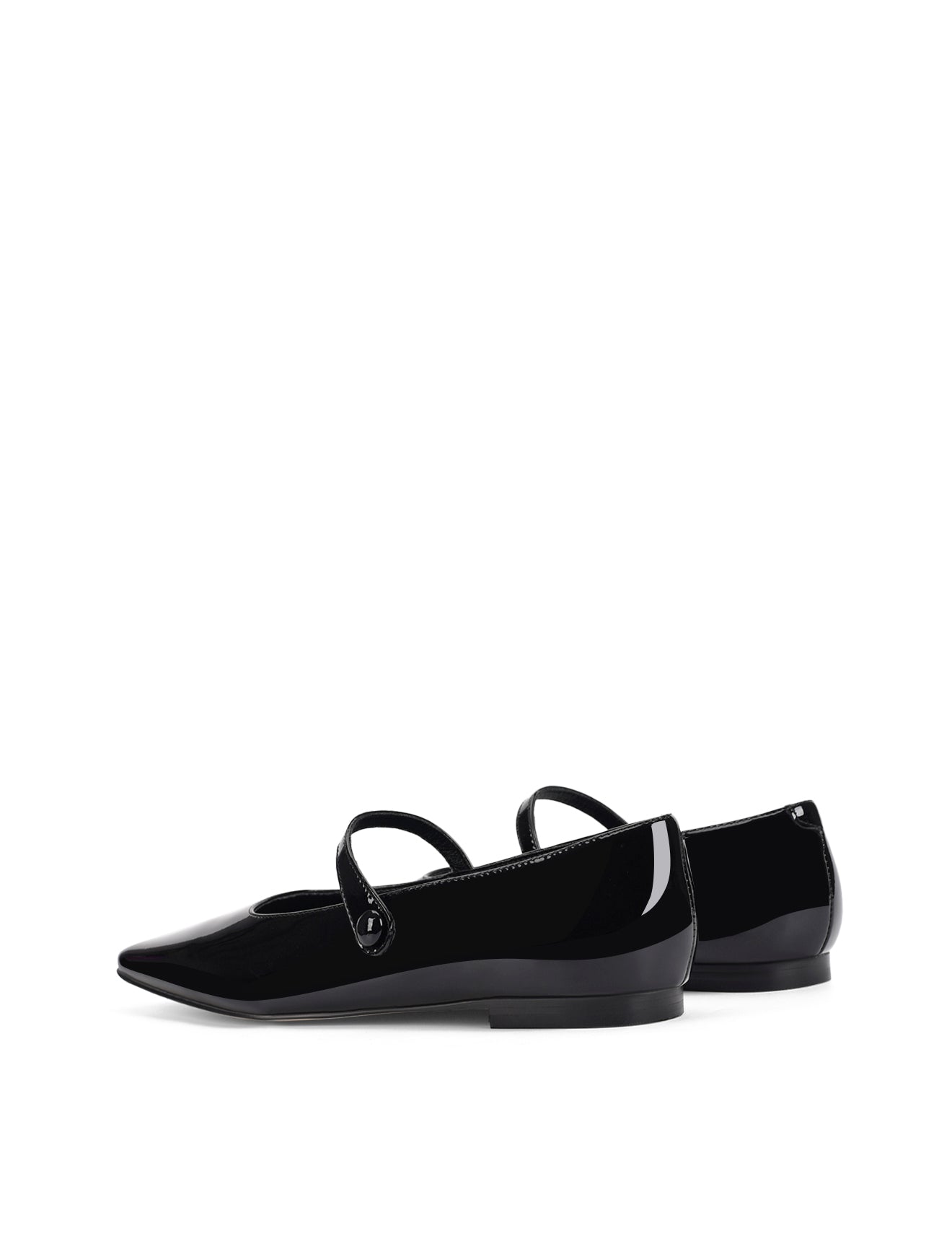 Women's black patent leather square toe ballet flat with mary-jane strap