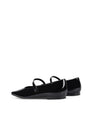 Women's black patent leather square toe ballet flat with mary-jane strap