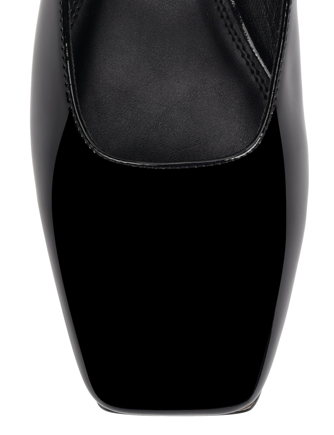 Women's black patent leather square toe ballet flat with mary-jane strap