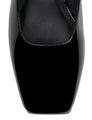 Women's black patent leather square toe ballet flat with mary-jane strap