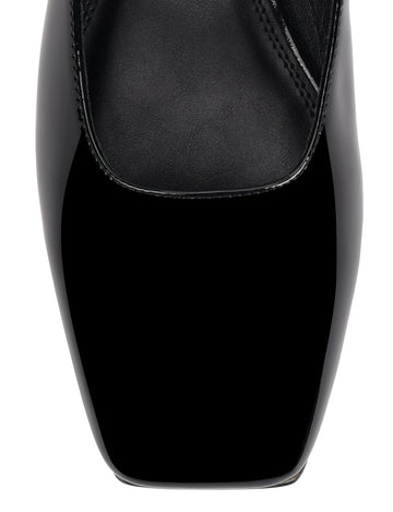 Women's black patent leather square toe ballet flat with mary-jane strap