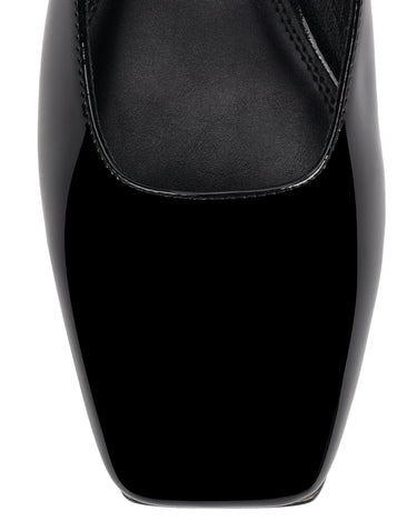 Women's black patent leather square toe ballet flat with mary-jane strap