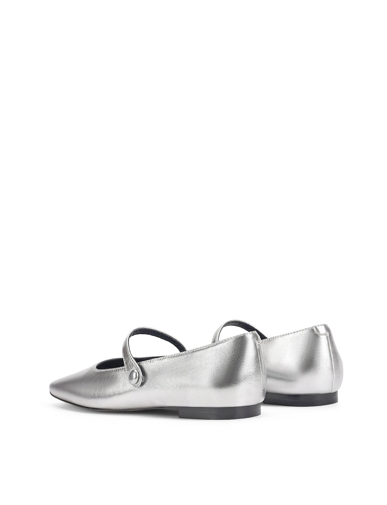 Xandria Square Toe Ballets - Silver Metallic Leather