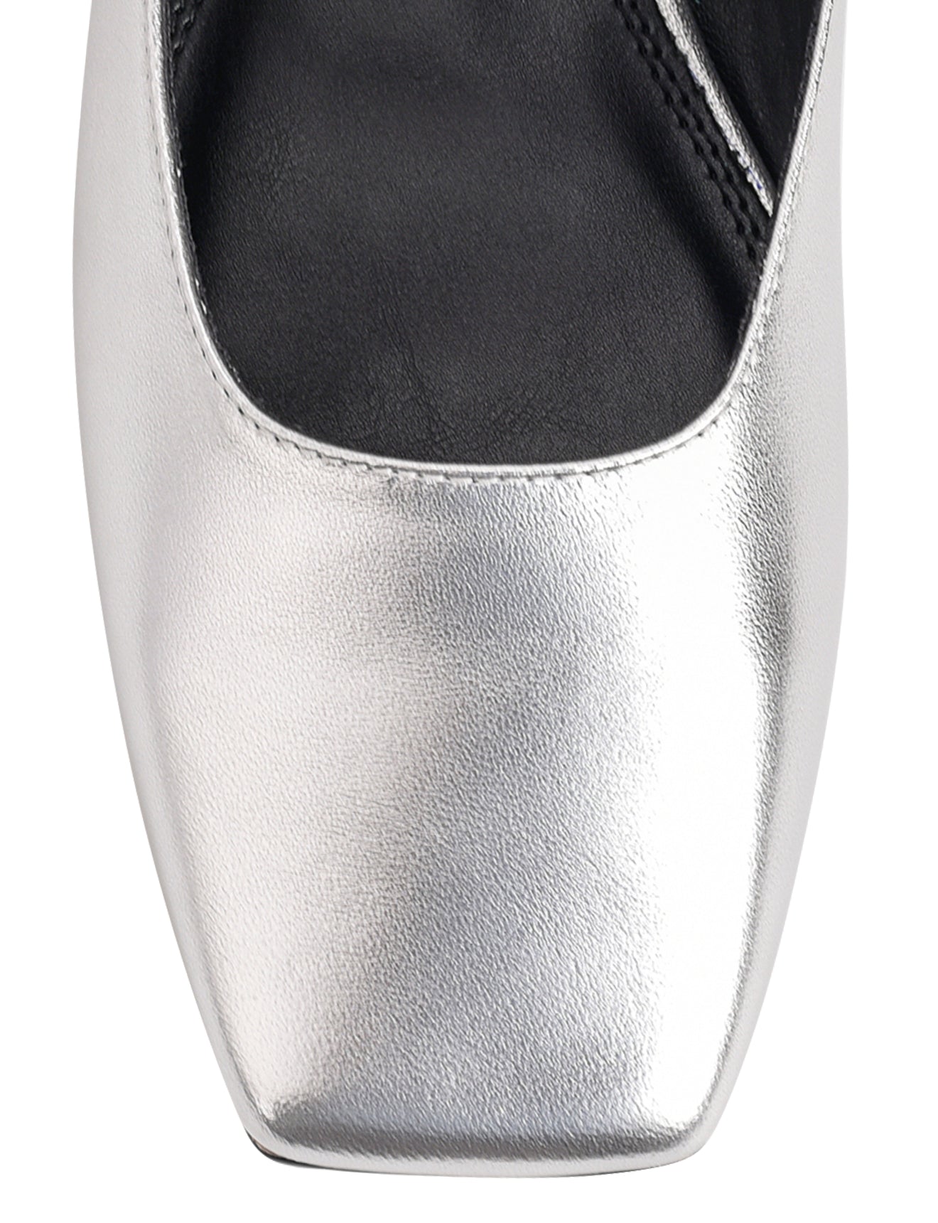 Xandria Square Toe Ballets - Silver Metallic Leather