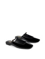 Women's black patent flat mary-jane slip on mule with square toe 