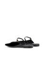 Women's black patent flat mary-jane slip on mule with square toe 