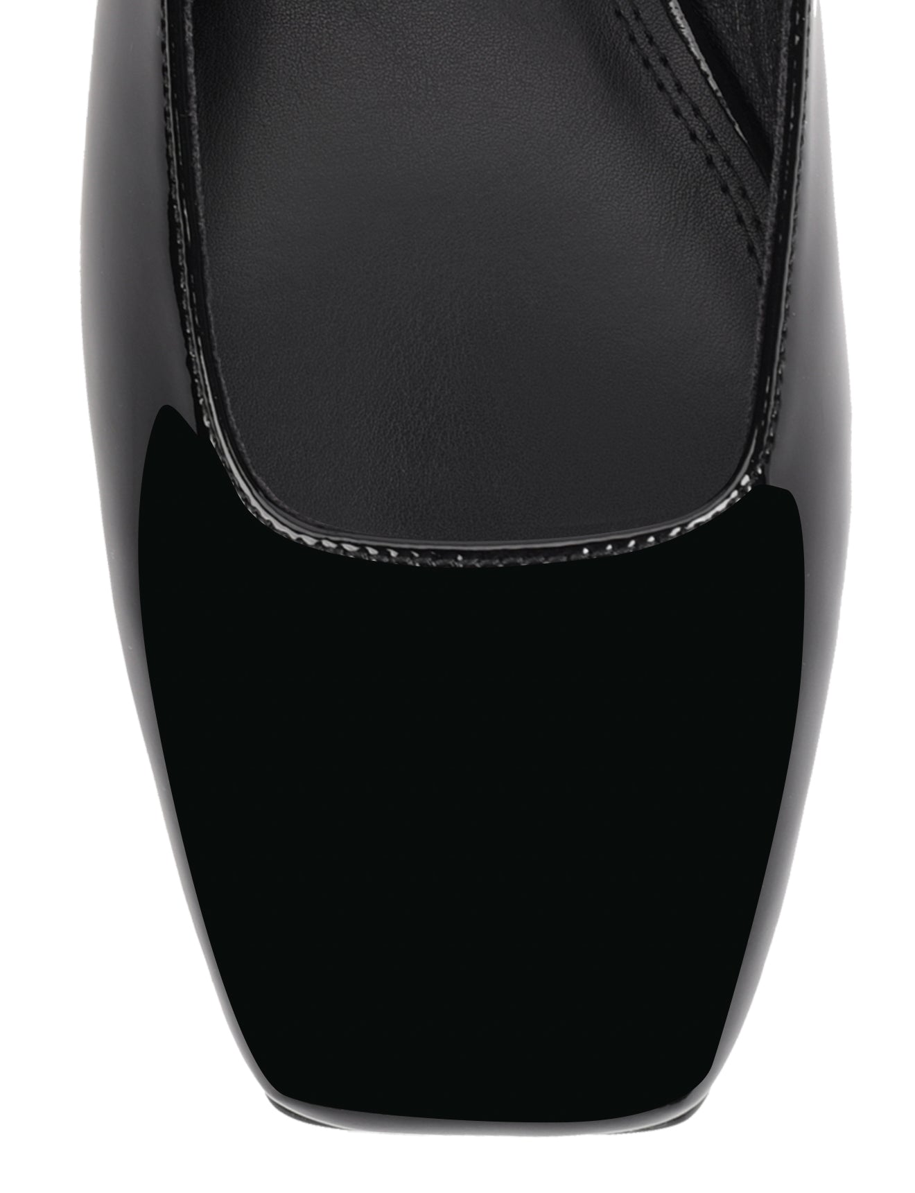 Women's black patent flat mary-jane slip on mule with square toe 