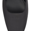 Women's black satin flat mary-jane slip on mule with square toe 