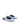 Women's blue satin flat mary-jane slip on mule with square toe 