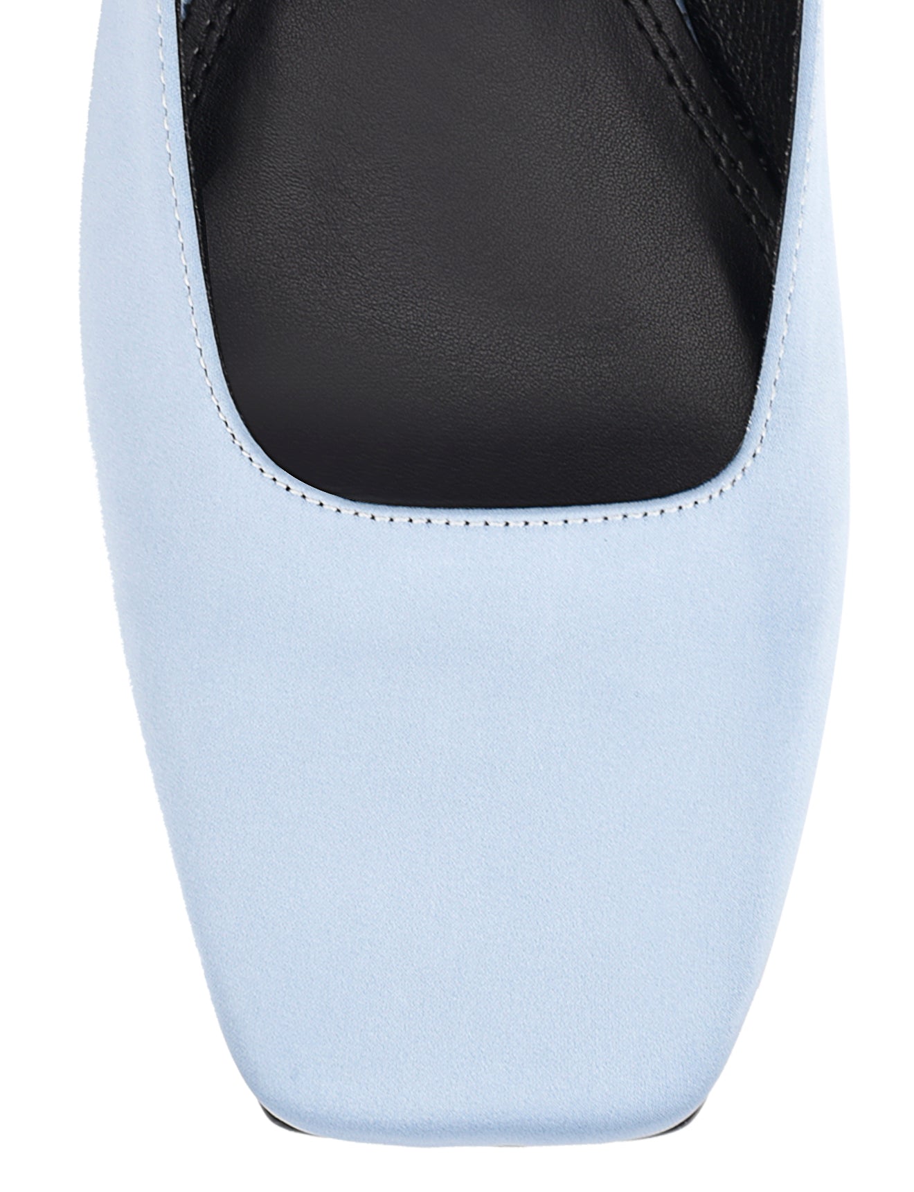 Women's blue satin flat mary-jane slip on mule with square toe 