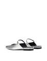 Women's silver metallic leather flat mary-jane slip on mule with square toe 