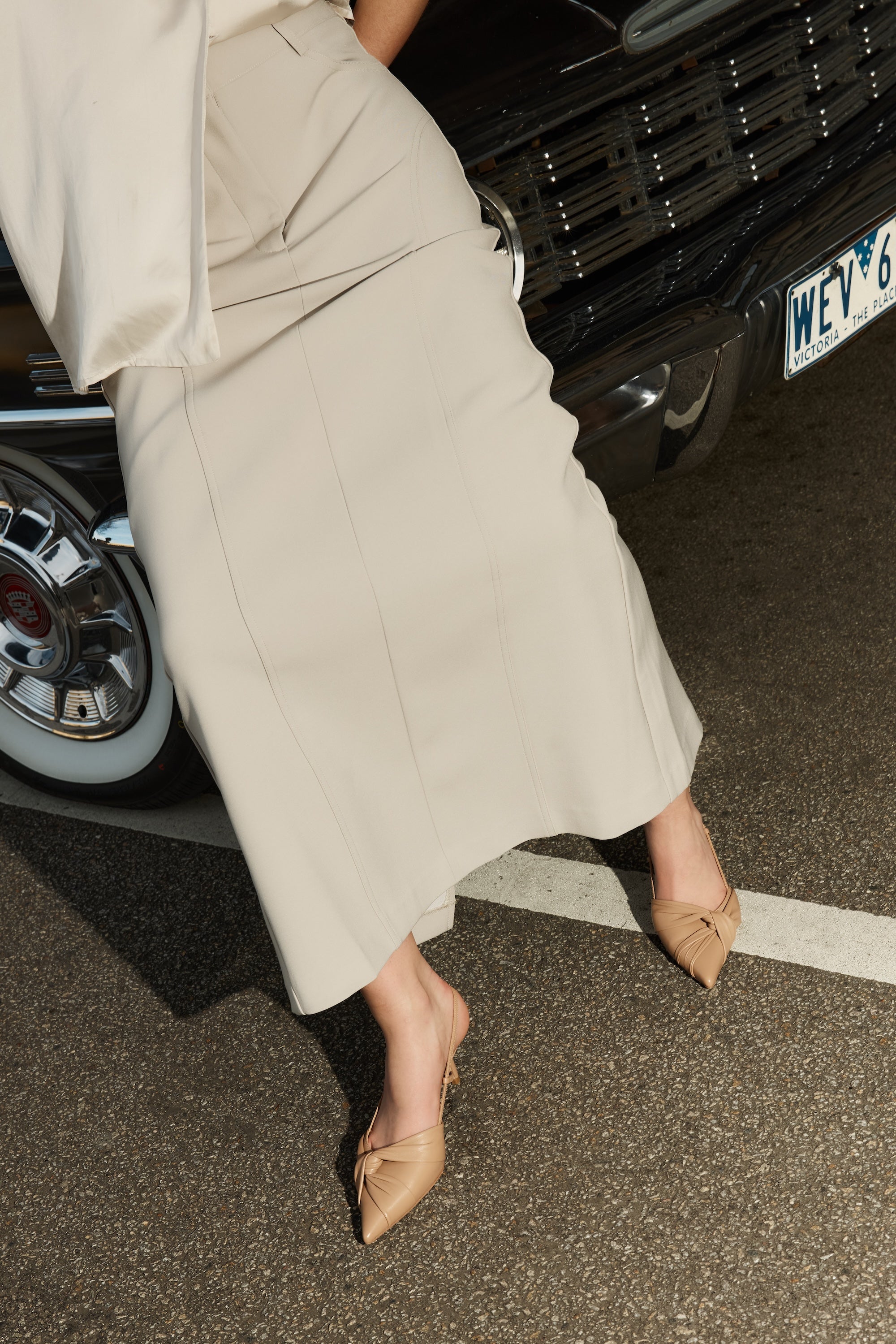 Yonder Slingback Kitten Heels - Almond Tan Leather