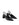 Women's black leather slingback block heel with ruched detailing and buckle fastening