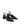 Women's black leather slingback block heel with ruched detailing and buckle fastening
