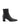 Women's black leather heeled ankle boot with pointed toe