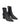 Women's black leather heeled ankle boot with pointed toe