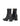 Women's black leather heeled ankle boot with pointed toe
