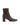 Women's chocolate brown stretch leather heeled ankle boot with pointed toe and zip closure