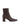 Women's chocolate brown stretch leather heeled ankle boot with pointed toe and zip closure