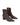 Women's chocolate brown stretch leather heeled ankle boot with pointed toe and zip closure