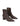 Women's chocolate brown stretch leather heeled ankle boot with pointed toe and zip closure