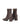 Women's chocolate brown stretch leather heeled ankle boot with pointed toe and zip closure