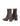 Women's chocolate brown stretch leather heeled ankle boot with pointed toe and zip closure