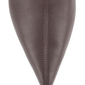 Women's chocolate brown stretch leather heeled ankle boot with pointed toe and zip closure