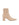 Women's nude stretch leather heeled ankle boot with pointed toe and zip closure