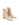 Women's nude stretch leather heeled ankle boot with pointed toe and zip closure