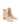 Women's nude stretch leather heeled ankle boot with pointed toe and zip closure
