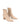 Women's nude stretch leather heeled ankle boot with pointed toe and zip closure