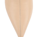 Women's nude stretch leather heeled ankle boot with pointed toe and zip closure