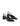 Women's Black Snake Embossed Leather slingback block heel with pointed toe and elasticated slingback