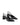 Women's Black Snake Embossed Leather slingback block heel with pointed toe and elasticated slingback