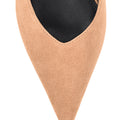 Women's camel tan suede pointed toe slingback with block heel 