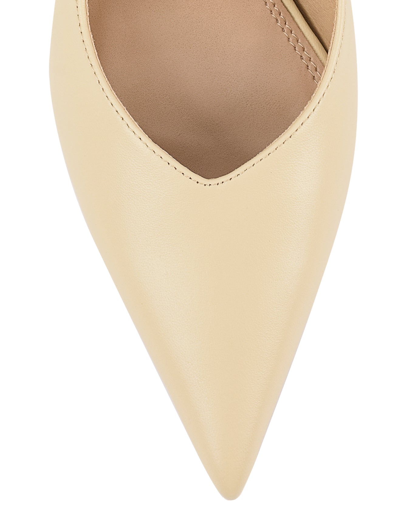 Women's custard yellow leather block heel slingback with pointed toe
