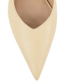 Women's custard yellow leather block heel slingback with pointed toe