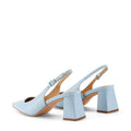 Women's pale blue leather slingback block heels