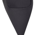 Women's black satin block heel slingback with pointed toe