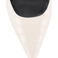 Women's white croc embossed leather slingback block heel with pointed toe