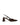 Women's chocolate brown patent leather slingback block heel with buckle fastening and pointed toe